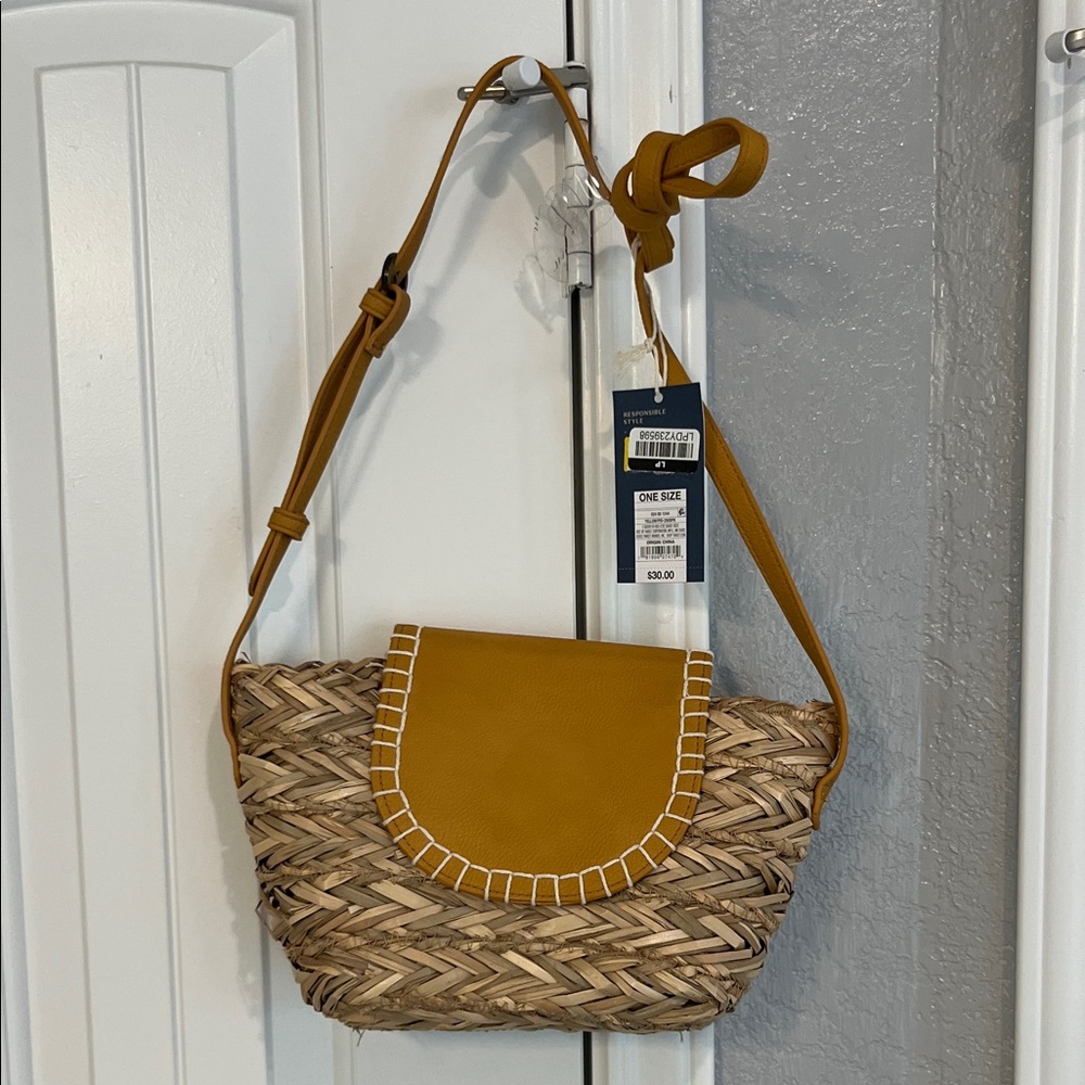 Universal Thread Mustard and Straw Crossbody Bag … - image 1